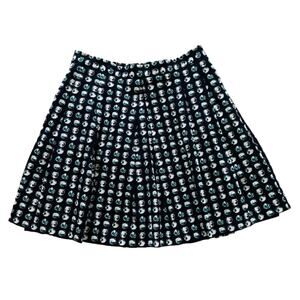 Banana Republic Skirt Navy Blue Green White Circle Print Pleated Pockets Size 6